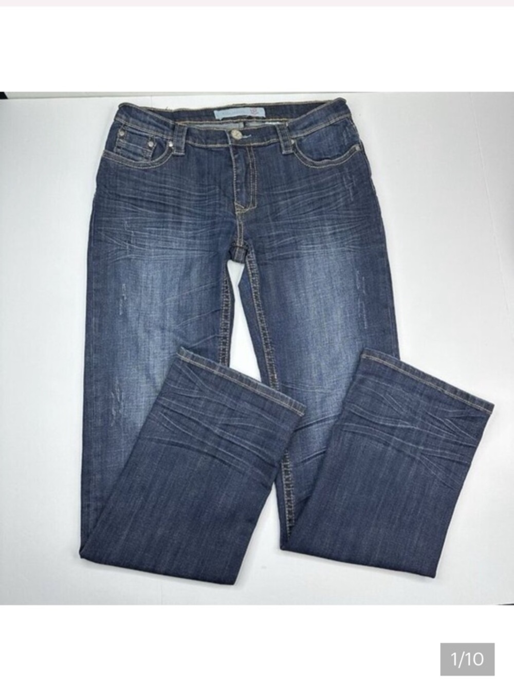Tin Haul Womens Bootcut Jeans Dark Wash Distressed Stretch Denim W31-34”/34 Long - Picture 9 of 9